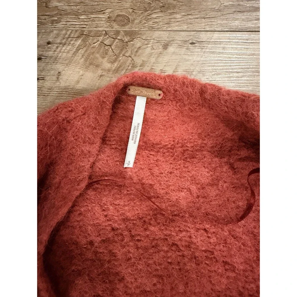 Free People Womens Red Alpaca Nylon Knit Open Front *Shrinkage* Fits XS